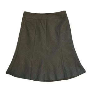 Ann Taylor Dark Green Tweed Knit Knee Length A Line Skirt / 4